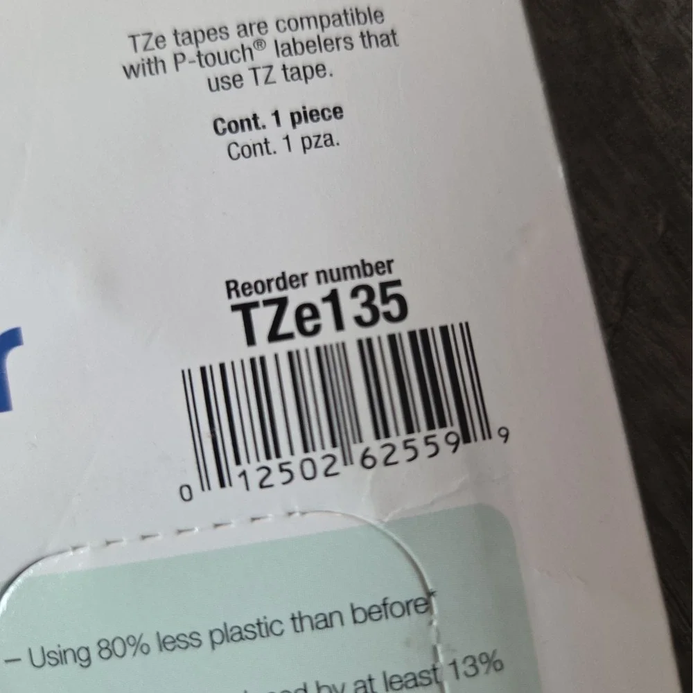 Brother TZe-135 White Print on Clear Tape for 1/2